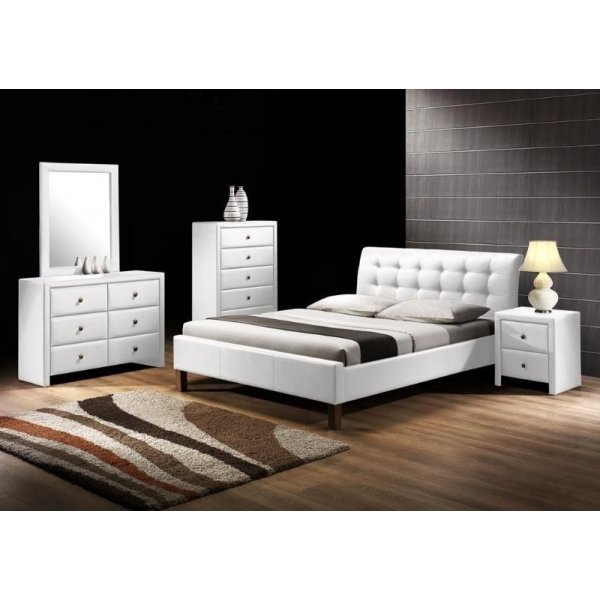Klara 160x200 cm sängram med huvudgavel i vitt konstläder Klara 160x200 cm sängram med huvudgavel i vitt konstläder