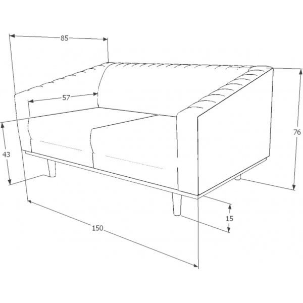 Canapé 2 places Alden - Velours orange Canapé 2 places Alden - Velours orange