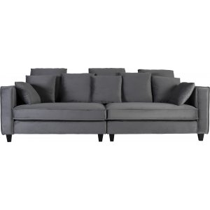 Soffa 250 cm bred mörkgrå sammet 114 cm djup + Textilrengöring för möbler Soffa 250 cm bred mörkgrå sammet 114 cm djup + Textilrengöring för möbler