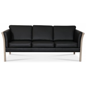 Pure 3-sits soffa i svart lder + Flckborttagare fr mbler