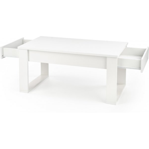 Table basse blanche avec tiroirs de rangement 110x60 cm