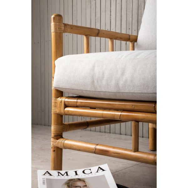 Canapé 3 places Canne - Gris clair/Naturel Canapé 3 places Canne - Gris clair/Naturel