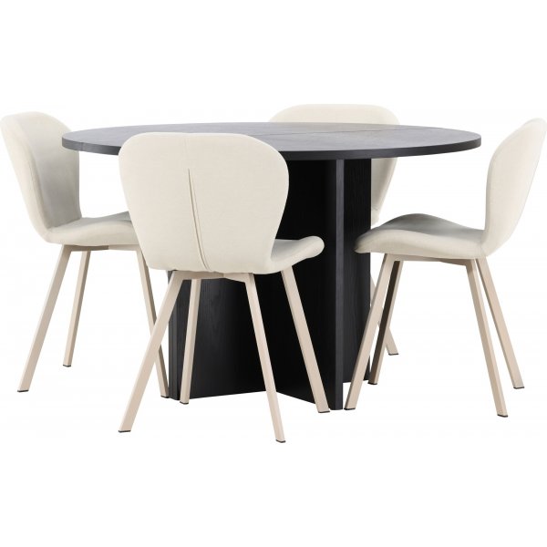 Matbord Strada med 4 st Lilja stolar - Beige/svart + 4.00 x Stolsdyna Matbord Strada med 4 st Lilja stolar - Beige/svart + 4.00 x Stolsdyna