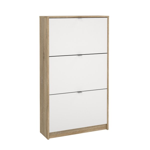 Lisa skoskåp med 3 st luckor - Vit / trä Lisa skoskåp med 3 st luckor - Vit / trä