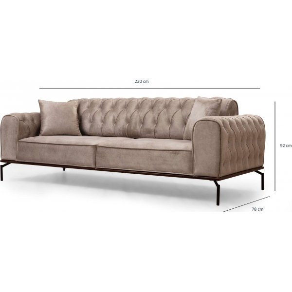 Siesta Capitone 3-sits soffa - Cream Siesta Capitone 3-sits soffa - Cream
