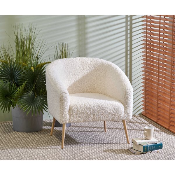 Fauteuil Bandera - Blanc crème/bois Fauteuil Bandera - Blanc crème/bois