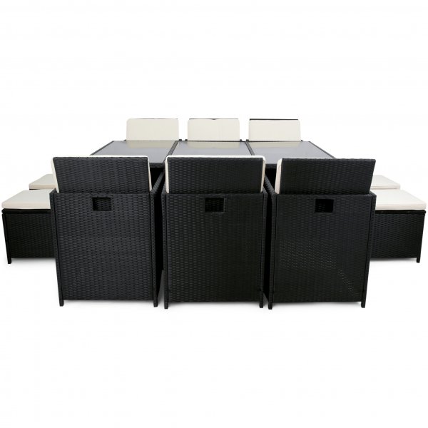 Utematgrupp Skärhamn bord med 10 sittplatser i Konstrotting Utematgrupp Skärhamn bord med 10 sittplatser i Konstrotting