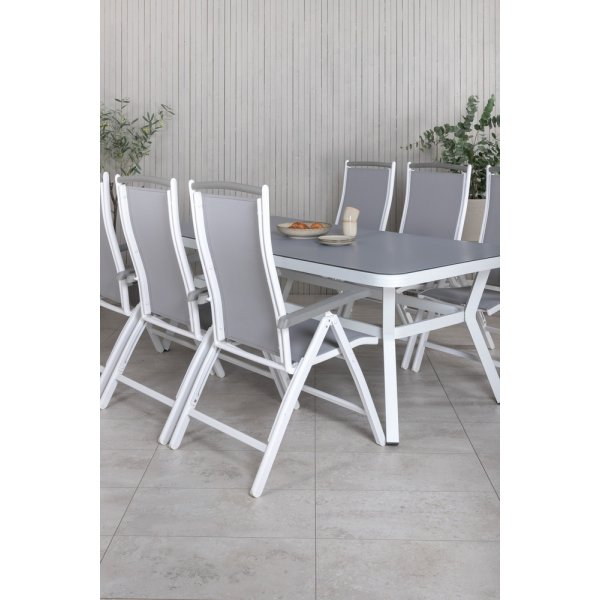 Virya utematgrupp med 6 st Albany stolar - Vit/Grå Virya utematgrupp med 6 st Albany stolar - Vit/Grå