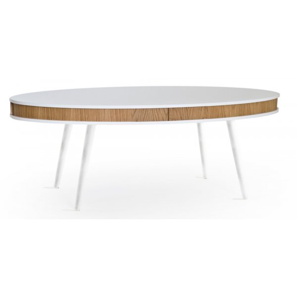 Hugo Soffbord Ovalt Vit/Ek - Vita ben