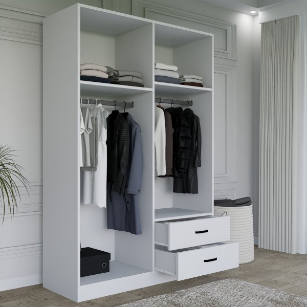 Armoire Yaman 120 x 45 x 180 cm Variante B - Blanc mat Armoire Yaman 120 x 45 x 180 cm Variante B - Blanc mat