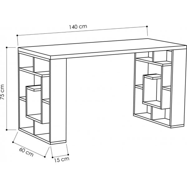 Bureau Maze 140x60 cm - Blanc/chne fonc