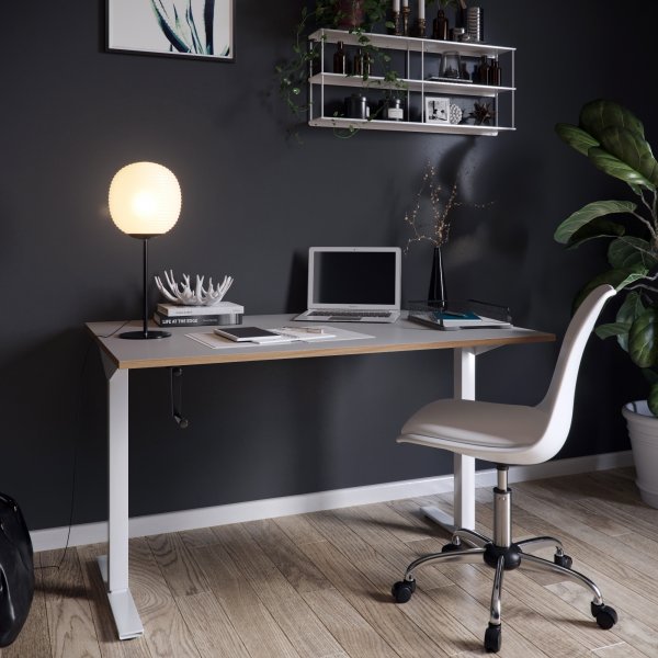 Wedge hj och snkbart vitt skrivbord