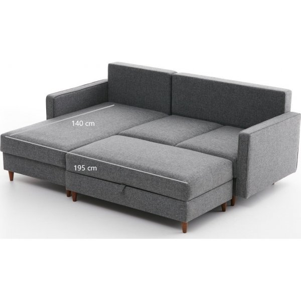 Canap divan gauche Eca - Gris