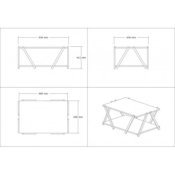 Table basse Lara 93,6 x 41,2 cm - Anthracite/blanc Table basse Lara 93,6 x 41,2 cm - Anthracite/blanc