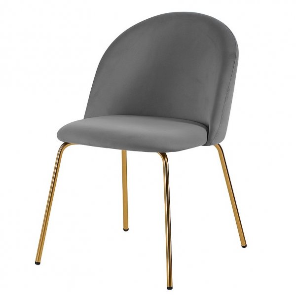 Stol i grå sammet med mässingsfärgade ben + Stolsdyna Stol i grå sammet med mässingsfärgade ben + Stolsdyna