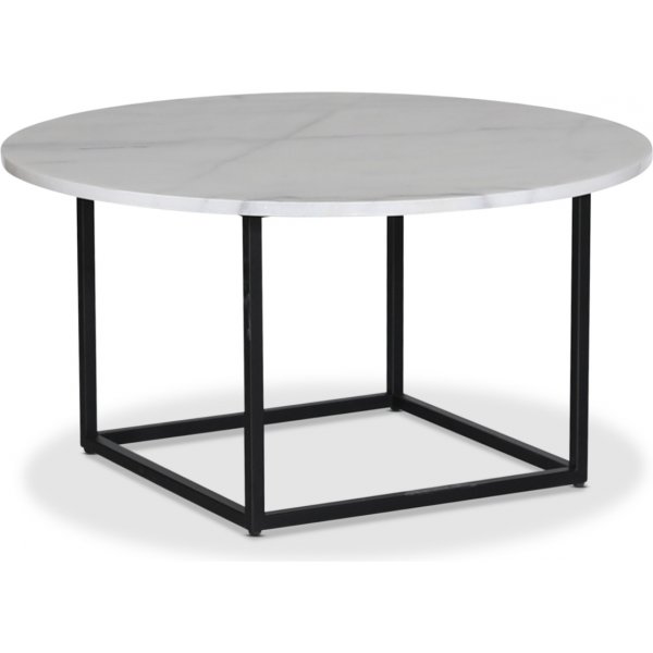 Dexter runt soffbord 85 cm - Metall / Vit marmor sten