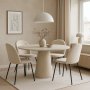 Matgrupp Lanzo 120 cm med 4 st Astrid stolar i beige sammet