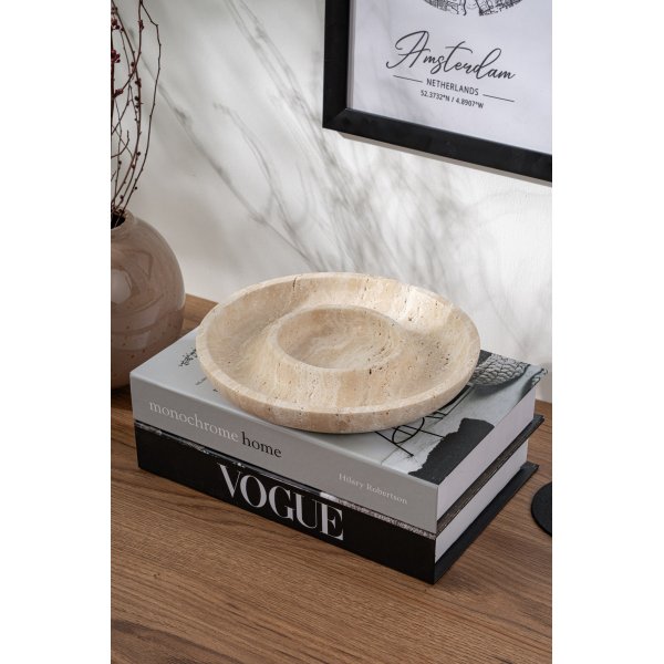 Dekorationsfat i beige Travertinmarmor Dekorationsfat i beige Travertinmarmor