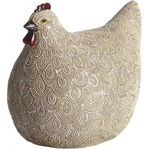 Dcoration poule 20 x 15 x 17 cm - Beige