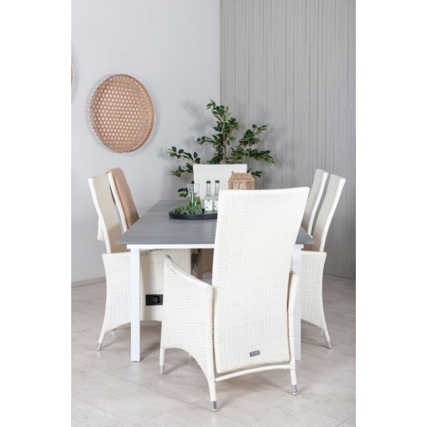 Levels utematgrupp med 6 st Padova stolar - Gr/Vit