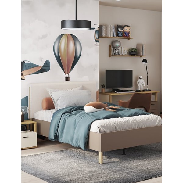 Lenny bedframe 90 x 200 cm - Ambachtelijk eiken/beige/truffel