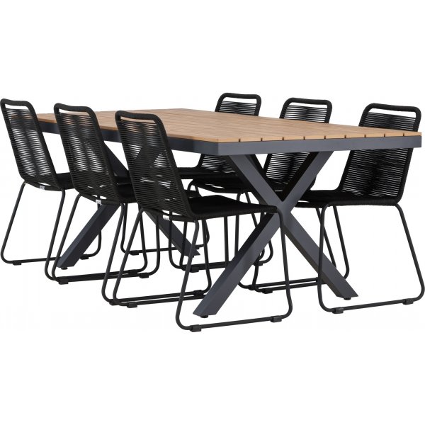 Garcia rektangulär matgrupp med 6 st Lindos stolar - Svart + 4.00 x Möbeltassar Garcia rektangulär matgrupp med 6 st Lindos stolar - Svart + 4.00 x Möbeltassar