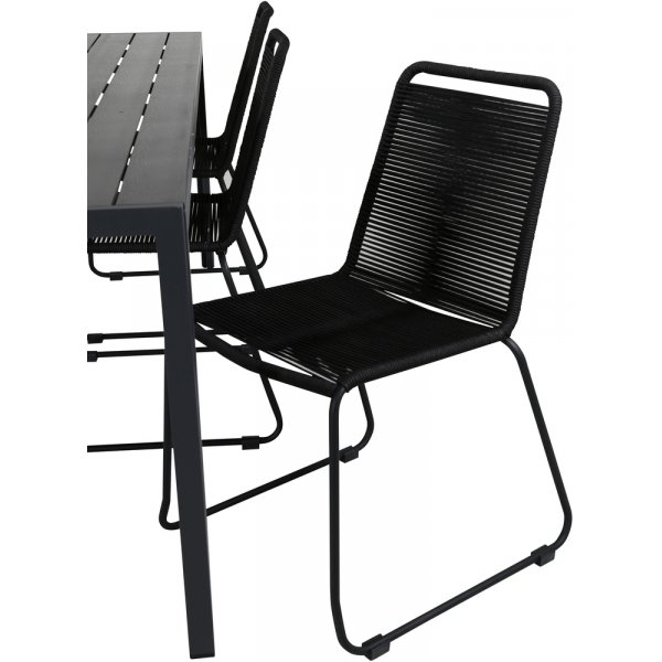 Break utematgrupp med 6 st Lindos stolar - Svart Break utematgrupp med 6 st Lindos stolar - Svart