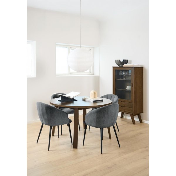 Daniella karmstol - Grå chenille/matt svart Daniella karmstol - Grå chenille/matt svart