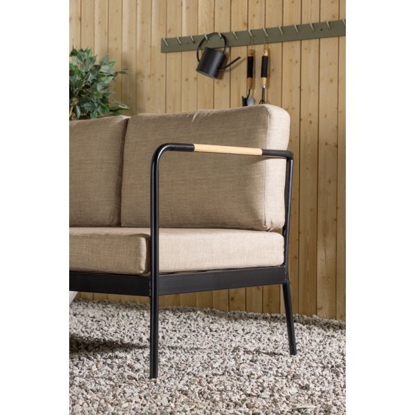 Groupe de canapés d'angle Pehnna - Noir/beige sable Groupe de canapés d'angle Pehnna - Noir/beige sable