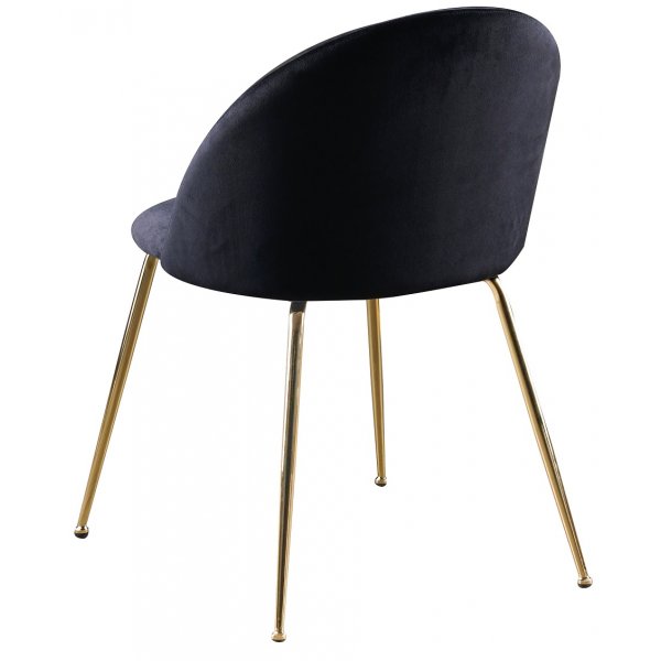 Déco groupe de repas table ronde 110 cm + 4 chaises Art velours noir / Laiton Déco groupe de repas table ronde 110 cm + 4 chaises Art velours noir / Laiton