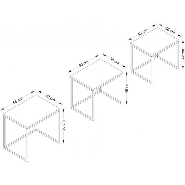 Evia satsbord 45/50/55 x 36/38/40 cm - Valnöt Evia satsbord 45/50/55 x 36/38/40 cm - Valnöt
