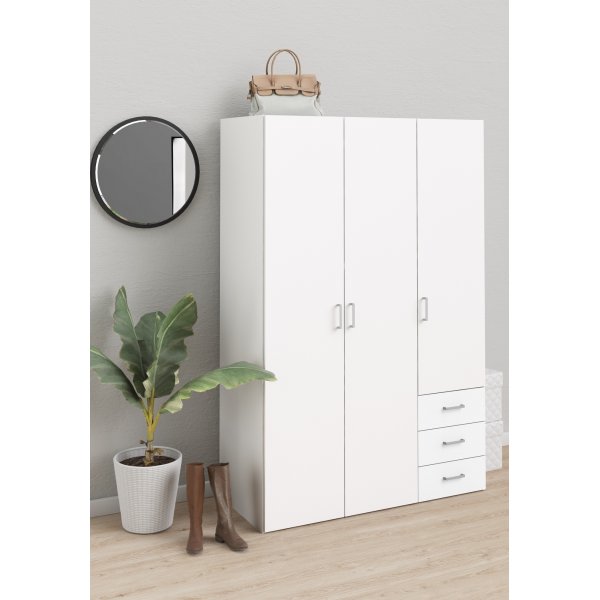 Armoire basse Space avec 3 portes et 3 tiroirs - Blanc Armoire basse Space avec 3 portes et 3 tiroirs - Blanc