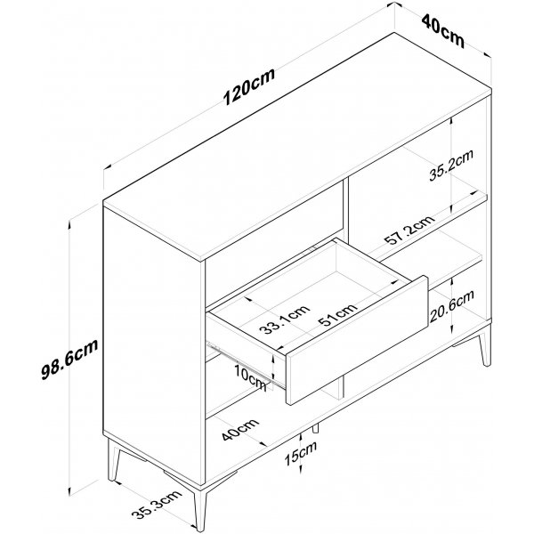 Meuble de cuisine Jericho 166 - Blanc/noyer Meuble de cuisine Jericho 166 - Blanc/noyer