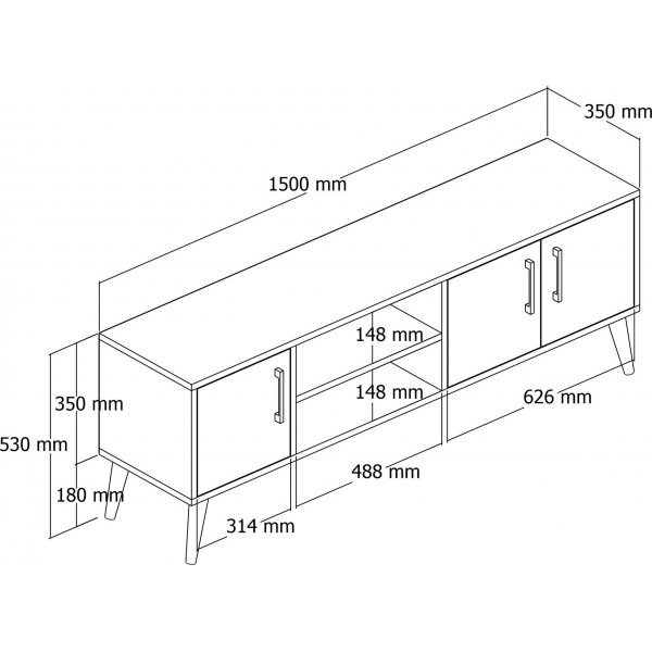 Exxen TV-bnk 150 cm - Valnt/ antracit