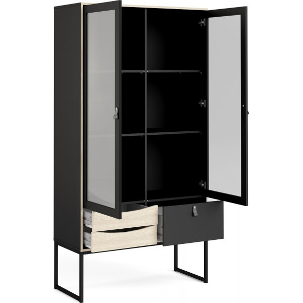 Stoppelvitrinekast - Zwart/eiken Stoppelvitrinekast - Zwart/eiken