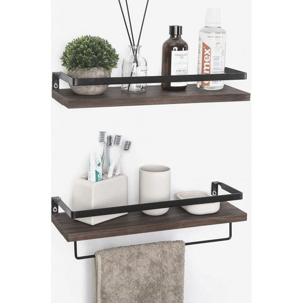 Walter wandplank 40 cm - Zwart/walnoot Walter wandplank 40 cm - Zwart/walnoot