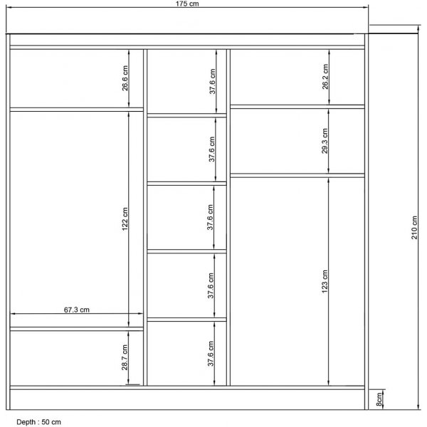 Armoire Henn 175 x 50 x 210 cm - Blanc