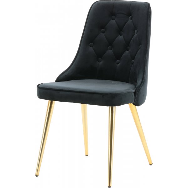 Chaise en tissu noir avec pieds en laiton