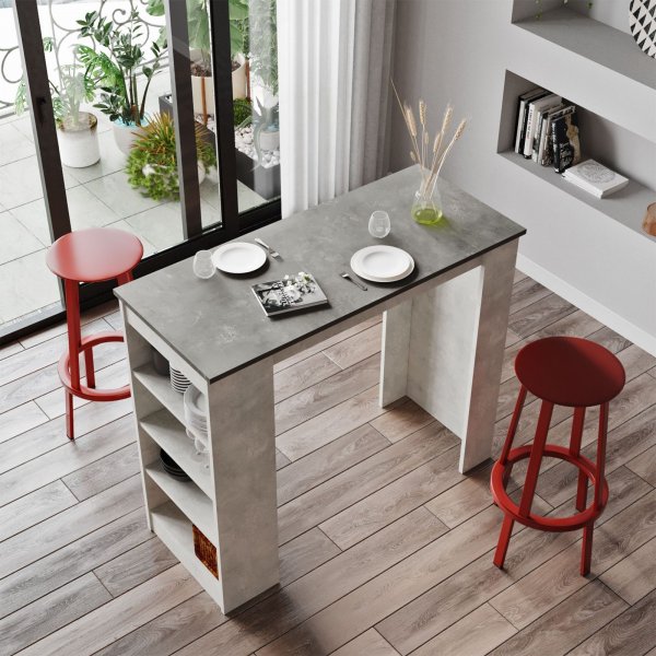 Table de bar Style 120 x 51,6 cm - Gris clair/gris fonc