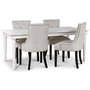 Paris matgrupp vitt bord med 4 st Tuva Eastport stolar i beige tyg