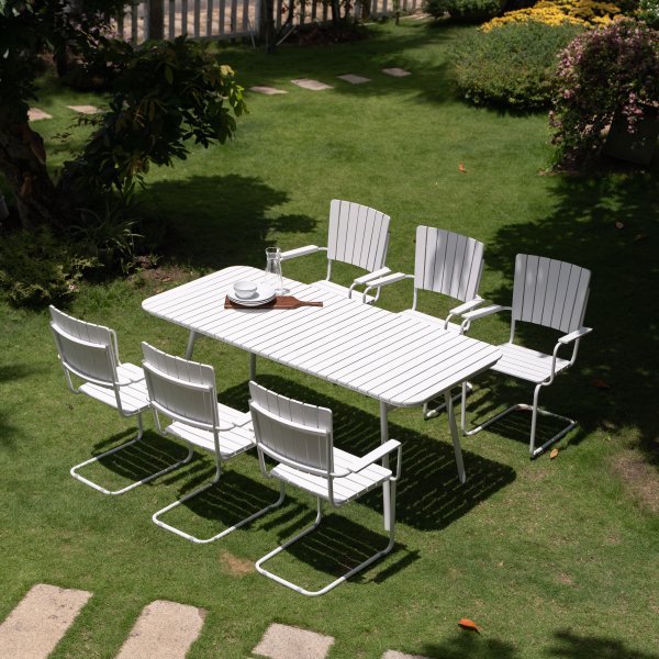 Holmsund matgrupp; bord 180x80 cm med 6 st karmstolar - vit
