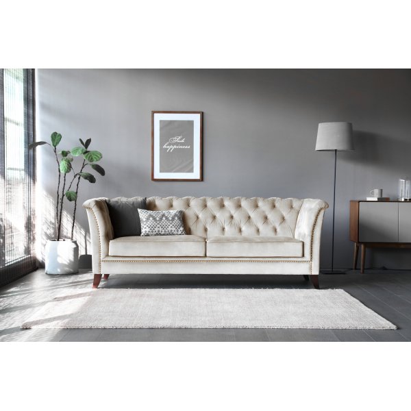 Soffa 3-sits Chesterfield beige - Milton
