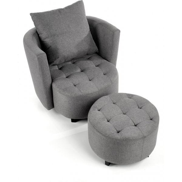 Virginia fåtölj med fotpall - Grå Virginia fåtölj med fotpall - Grå