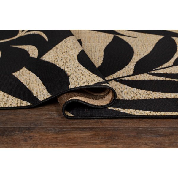 Domani Monstera flatvävd matta Svart Domani Monstera flatvävd matta Svart