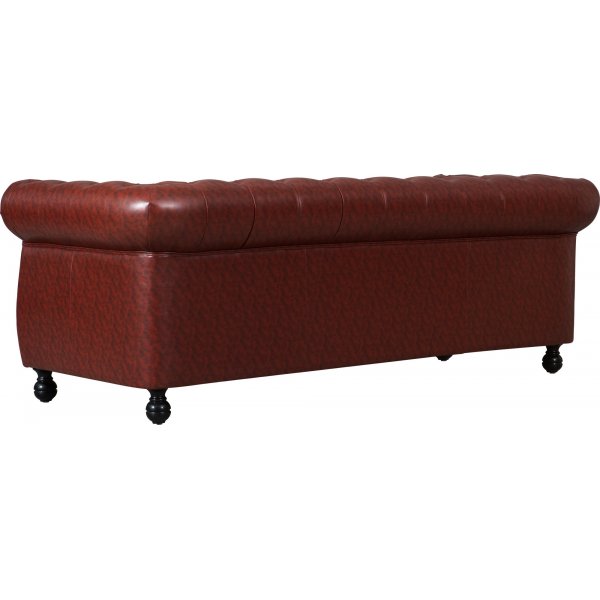 Soffa chesterfield 3-sits i brun PU - Charles