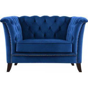 Milton Chesterfield fåtölj i blå sammet + Möbelvårdskit för textilier - Chesterfieldfåtöljer