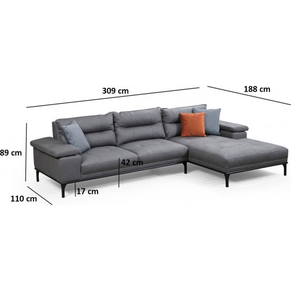 Hollywood divansoffa - Grå Hollywood divansoffa - Grå