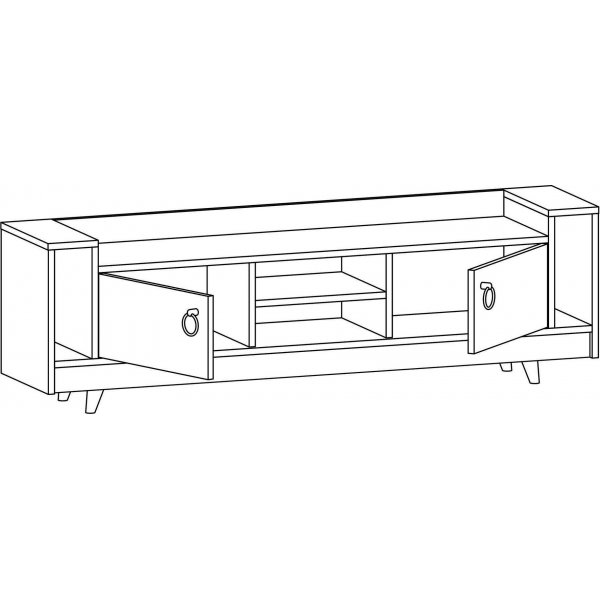 Banc multimédia Tyler - Anthracite/chêne Banc multimédia Tyler - Anthracite/chêne