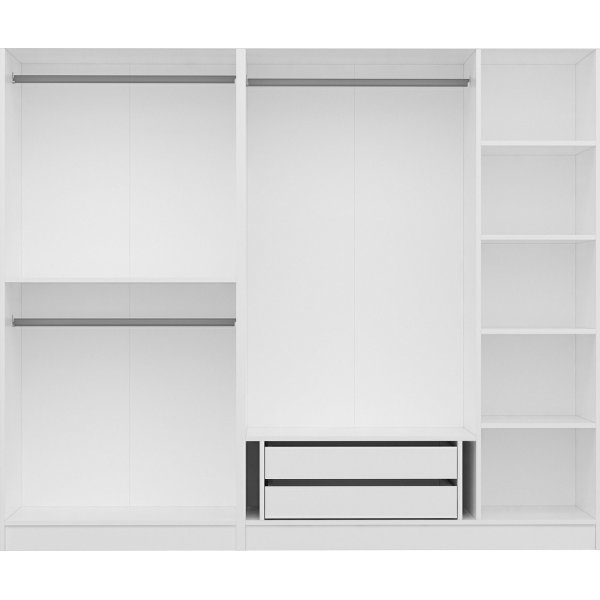Armoire Cikani avec porte vitrée, 225x52x210 cm, variante A - Blanc Armoire Cikani avec porte vitrée, 225x52x210 cm, variante A - Blanc