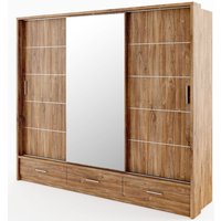 Mervyn garderob B250 cm - Stirling ek / Spegel Mervyn garderob B250 cm - Stirling ek / Spegel